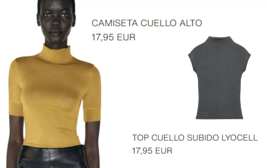Camiseta de cuello subido o alto/ ZARA Camiseta de cuello subido o alto/ ZARA