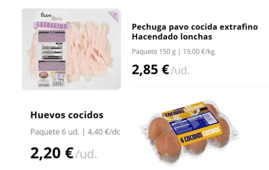 Pavo y huevos cocidos/ MERCADONA