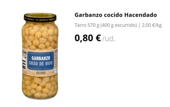 Garbanzos cocidos/ MERCADONA