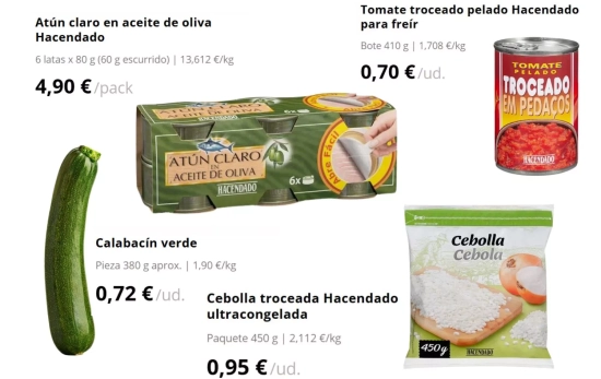 Ingredientes para el relleno del pastel/ MERCADONA Ingredientes para el relleno del pastel/ MERCADONA