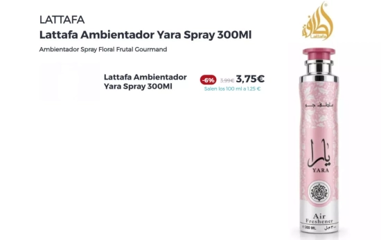Ambientador Yara de Lattafa / PERFUMERIAS LAGUNA Ambientador Yara de Lattafa / PERFUMERIAS LAGUNA