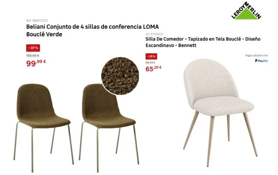 Sillas en tejido Boucle/ LEROY MERLIN Sillas en tejido Boucle/ LEROY MERLIN