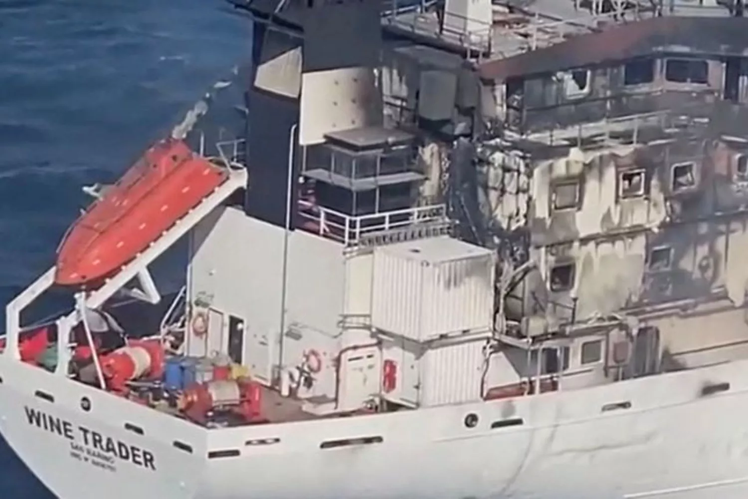 Una captura de pantalla de una grabación aérea del Wine Trader / Ministerio del Interior rumano
