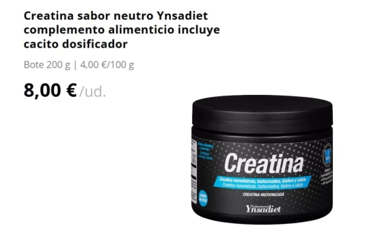 Creatina sabor neutro Ynsadiet/ Mercadona Creatina sabor neutro Ynsadiet/ Mercadona