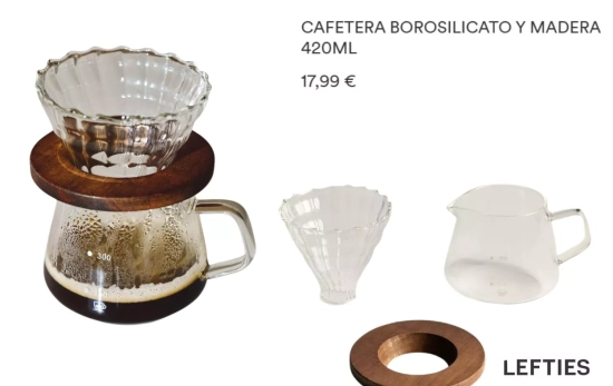 Cafetera borosilicato y madera/ LEFTIES HOME Cafetera borosilicato y madera/ LEFTIES HOME