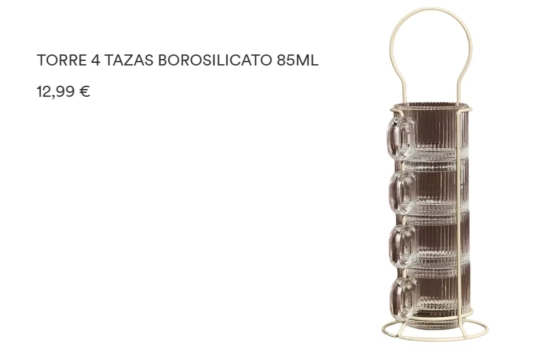 Torre 4 tazas borosilicato / LEFTIES HOME Torre 4 tazas borosilicato / LEFTIES HOME
