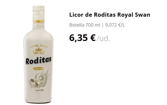 Licor de Roditas Royal Swan/ MERCADONA Licor de Roditas Royal Swan/ MERCADONA