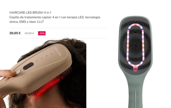 Escova de tratamento capilar 4 em 1 com terapia LED/ CECOTEC