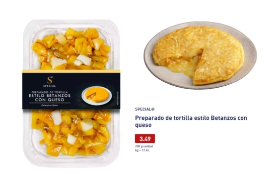 Preparado de tortilla estilo Betanzos con queso/ Fotomontaje Consumidor Global Preparado de tortilla estilo Betanzos con queso/ Fotomontaje Consumidor Global