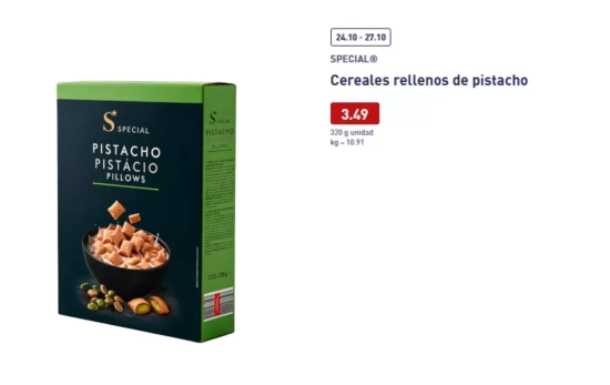 Cereales rellenos de pistacho/ ALDI Cereales rellenos de pistacho/ ALDI