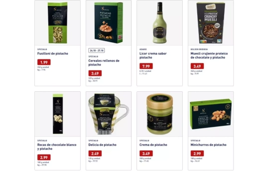 Productos de pistacho/ ALDI Productos de pistacho/ ALDI
