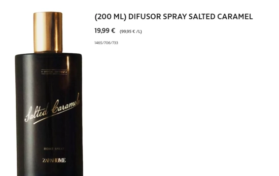 Difusor em spray Salted Caramel/ ZARA HOME Difusor em spray Salted Caramel/ ZARA HOME