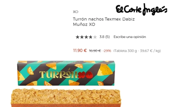 Turrón de nachos TEX MEX de Dabiz Muñoz/ EL CORTE INGLÉS Turrón de nachos TEX MEX de Dabiz Muñoz/ EL CORTE INGLÉS