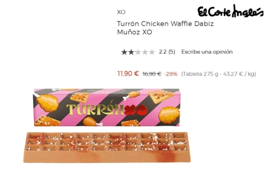 Turrón de pollo frito de Dabiz Muñoz/ EL CORTE INGLÉS Turrón de pollo frito de Dabiz Muñoz/ EL CORTE INGLÉS