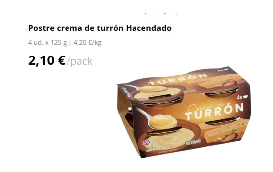 Postre de crema de turrón/ MERCADONA Postre de crema de turrón/ MERCADONA