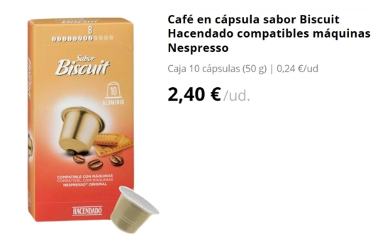 Café de capsulas con sabor biscuit/ Mercadona Café de capsulas con sabor biscuit/ Mercadona
