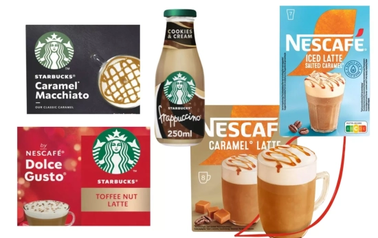 Cafés de sabores de Nescafé y de Starbucks/ Fotomontaje Consumidor Global Cafés de sabores de Nescafé y de Starbucks/ Fotomontaje Consumidor Global