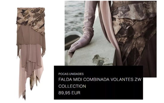 FALDA MIDI COMBINADA VOLANTES ZW COLLECTION/ ZARA