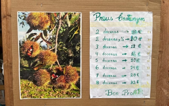 Una fotografía de un castaño y la lista de precios / TC