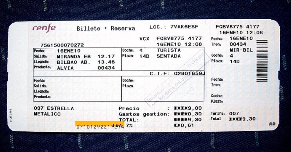 Un billete de Renfe con destino Bilbao / WIKIMEDIA COMMONS